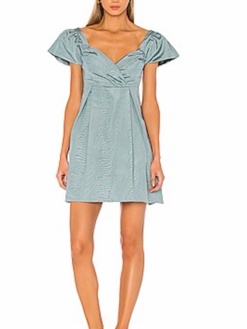 Lpa $279 Natasha Dusty Blue V-Neck Flutter Sleeve Women's Dress Sz S Euc